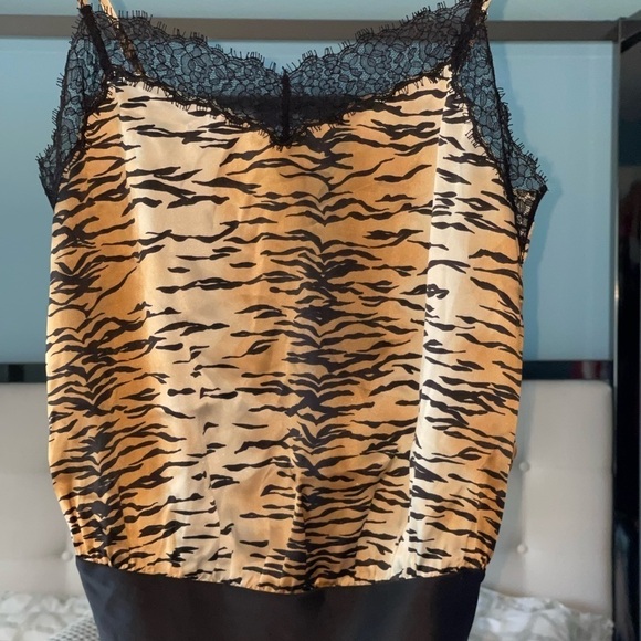 Cami NYC Sweetheart Silk-Blend Lace Camisole Bodysuit Thong Back Mob Wife Tiger - Picture 4 of 6
